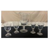 Pedestal Pitcher and Goblets (4)