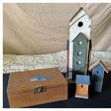 Wood Memory Box & Birdhouses (3)
