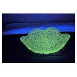 Vintage glass bowl, glows in black light