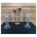 Candle Holders, crystal & brass