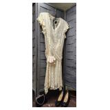 Dress, shoes, Cameo jewelry gloves