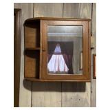 Wood Wall Curio Cabinet with Mirror
