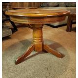 Oak Pedestal Accent Table
