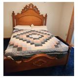 Full Size Bed, antique, & bedding