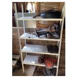 Metal Shelving Unit & Contents