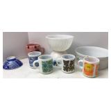 Fire King White Swirl Mixing Bowl & Pieces