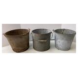 Vtg Galvanized Buckets