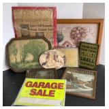 (5) Unmarked Garage Sale Signs, Framed Prints