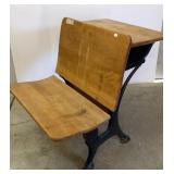 Antique Cast Iron Base School Desk