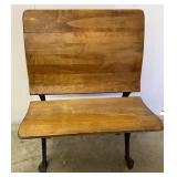 Antique Cast Iron Base School Desk Bench