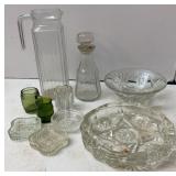 Clear Glass Ashtray & Other Pieces