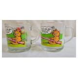 2 Jim Davis Garfield Glass Mugs