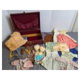 Vintage Doll Clothes & Suitcase