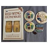 Red Wing Stoneware Book & Button Pins