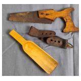 Corn Husking Peg, Mini Saw & Wood Scoop