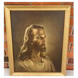 1940 Framed Portrait of Christ Print 18.5x22.5