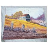 Oil On Canvis Barn Yard Scene