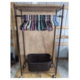 Clothing Rack With Hangers & Basket.