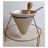 Aluminum Cone Sieve w/Wooden Pestle