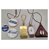 Brass Queens Casino Key Tag, Vintage Button Pins