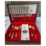 Oneida Silver Tudor Plate Flatware w/Wood Case