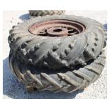 2 Rear Tractor Tires on Steel Spike Rims, 13-28