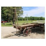 Flatbed Farm Wagon On Steel Spoke Wheels