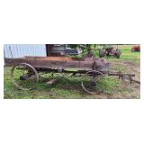 Wooden Wagon w/Seat On Steel Wheels