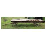 Steel Wheel Flatbed Wagon w/End Rack & Lumber