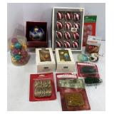 Christmas Glass Ball Ornaments & Hooks