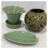 Hand Thrown Pottery Planter, Vase & Spoon Rest
