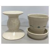 Longaberger Pottery Planter & Pillar Candle