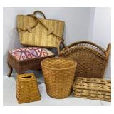 Wicker Magazine Rack & Stool, Tissue, Waste Paper