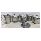 Vtg Hammered Aluminum Ice Buckets & Chaffing Dish