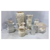 White Porcelain Vases, planter & creamers