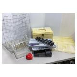 Vtg Plastic Sewing Basket with Organizers