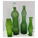 Vtg Dark Green Decorative Bottles
