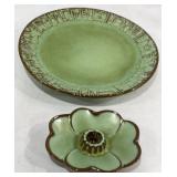 Vtg Frankoma Plate (7FL) & Candle Holder (300)