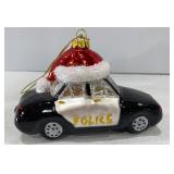 Blown Glass Police Car Ornament