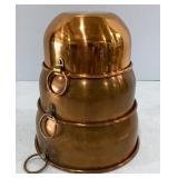 Vtg Copper Mixing Bowl Set