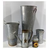 Galvanized Umbrella & Other Landscape Cans