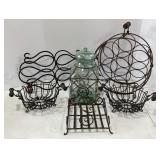 Wrought iron look wine racks and baskets