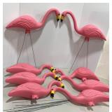 (8) Plastic Pink Flamingos