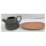 Russell Wright Platter & Stoneware Tea Pot