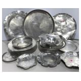 Vtg Hammered Aluminum Serving Trays