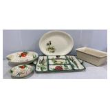 Vtg Paden City Platter, Hand Painted Amish Set