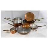 Vtg Brass Handled Copper Coated Cookware