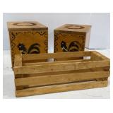 Vtg Wooden Canisters & Cheese Box