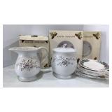 Winter Pinecone Canister, Plates & Pitcher