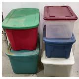 (5) Various Size Totes with Lids